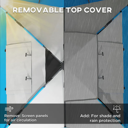 Outsunny 3-4 Man Camping Tent, Family Tent, 2000mm Waterproof, Portable with Bag, Quick Setup, Blue