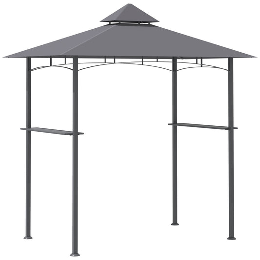 Outsunny 2.5M (8ft) Double-Tier BBQ Gazebo Grill Canopy Barbecue Tent Shelter Patio Deck Cover - Grey