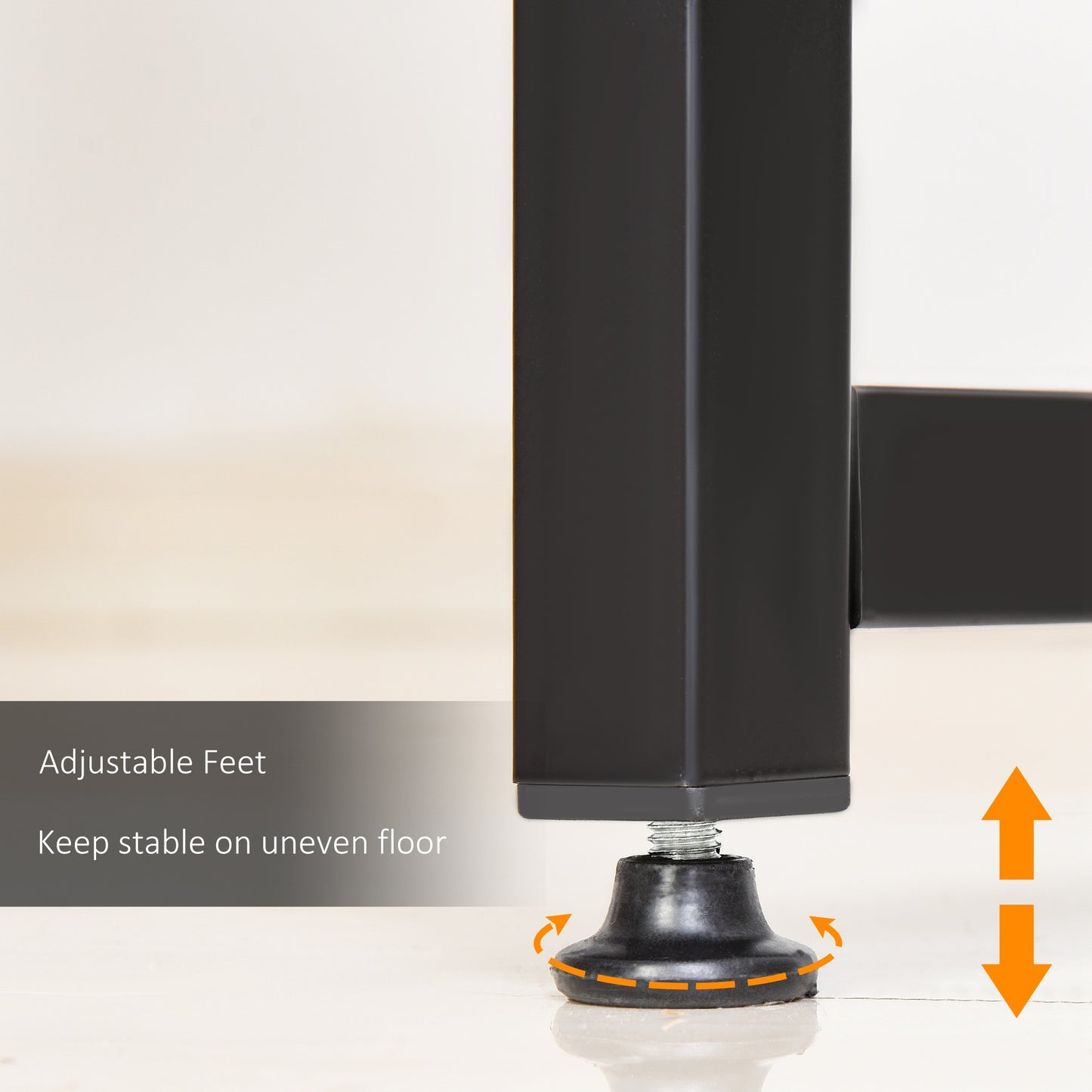 Computer Desk With Storage Shelf Adjustable Feet Metal Frame Home Office Laptop Study Writing Workstation Table Black