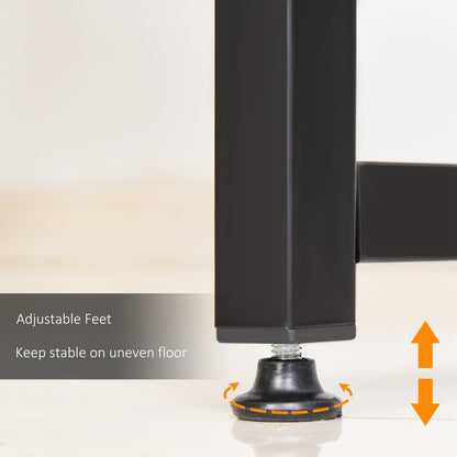 Computer Desk With Storage Shelf Adjustable Feet Metal Frame Home Office Laptop Study Writing Workstation Table Black