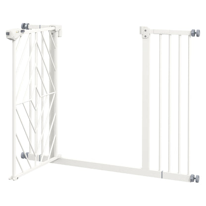 PawHut Pressure Fit Stair Gate Dog Gate w/ Auto Closing Door, Double Locking, Easy Installation, for 74-100cm Openings - White
