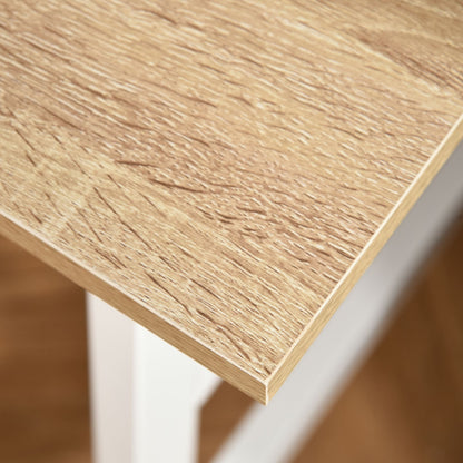 Compact Computer Desk with Storage Shelves Study Table with Bookshelf PC Table Workstation for Home Office Study White and Natural