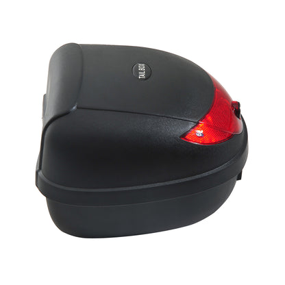 Motorcycle Luggage Case Trunk Storage Box With Reflectors-Black/Red 24 Litre