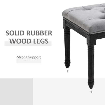 Fabric Bed End Bench Velvet Upholstered Tufted Accent Lounge Sofa Window Seat for Living Room, Bedroom, Hallway, Grey