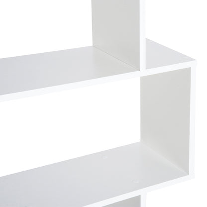 Wooden Wood S Shape Storage Display 6 Shelves Room Divider Unit Chest Bookshelf Bookcase Cupboard Cabinet Home Office Furniture, White