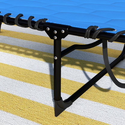 Outsunny Foldable Sun Lounger With 5 Level Reclining Back Outdoor Tanning Chair With Side Pocket, Headrest - Blue