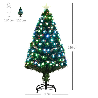 4FT Prelit Christmas Tree Artificial w/Fibre Optic Decorations LED Light Holiday Home Xmas Decoration-Green