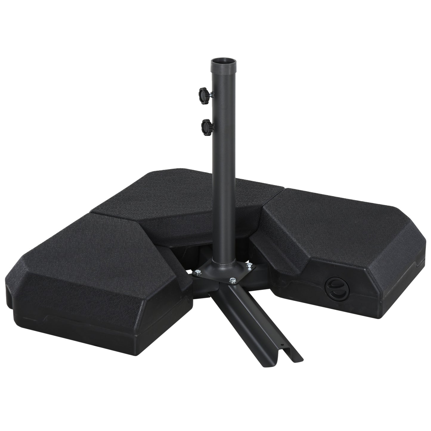 Outsunny 4 PieceFillable Parasol Base w/ Steel Cross Base Garden Umbrella Stand Weight Umbrella Sand Water Plastic Black