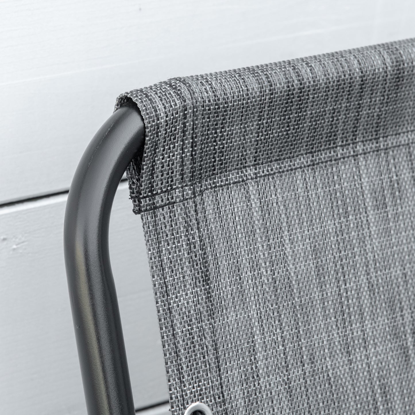 Outsunny 2 Piece Foldable Chair Set, Outdoor Portable Loungers for Camping Pool Beach Deck, Lawn Chairs with Armrest Steel Frame, Grey