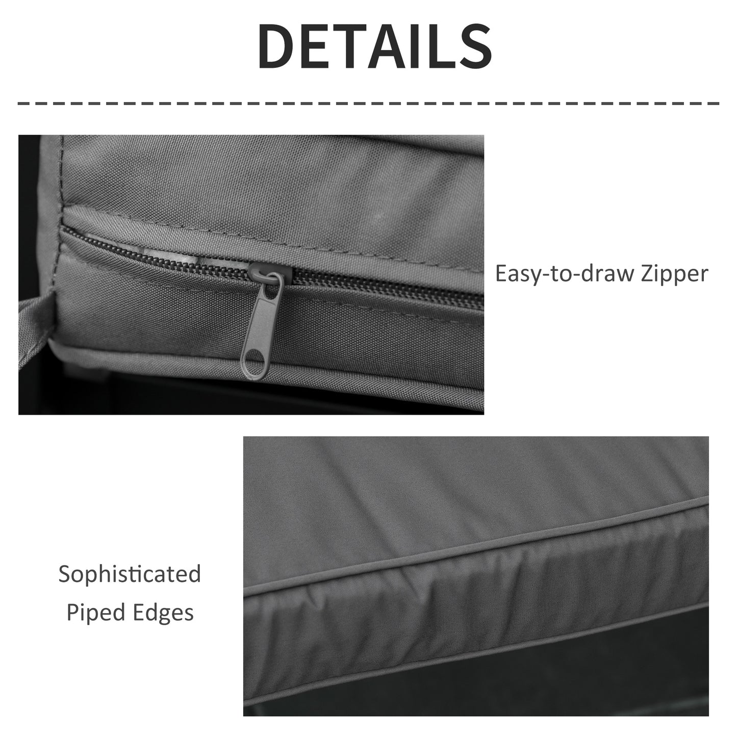 Outsunny Garden Bench Cushion 2 Seater Loveseat Seat Pad for Patio Swing Furniture for Indoor & Outdoor Use, Grey