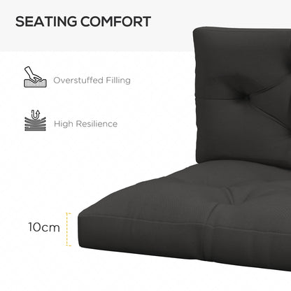 Outsunny 4-Piece Pallet Seat Cushions Back Pillows Replacement, Patio Chair Cushions Set for Indoor Outdoor, Charcoal Grey