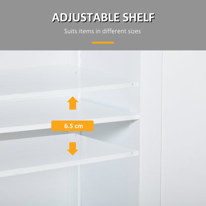 Kleankin Bathroom Storage Cabinet Free-Standing Bathroom Cabinet Unit w/ 2 Drawers Cupboard Adjustable Shelf Handles Traditional Style 75x60cm White