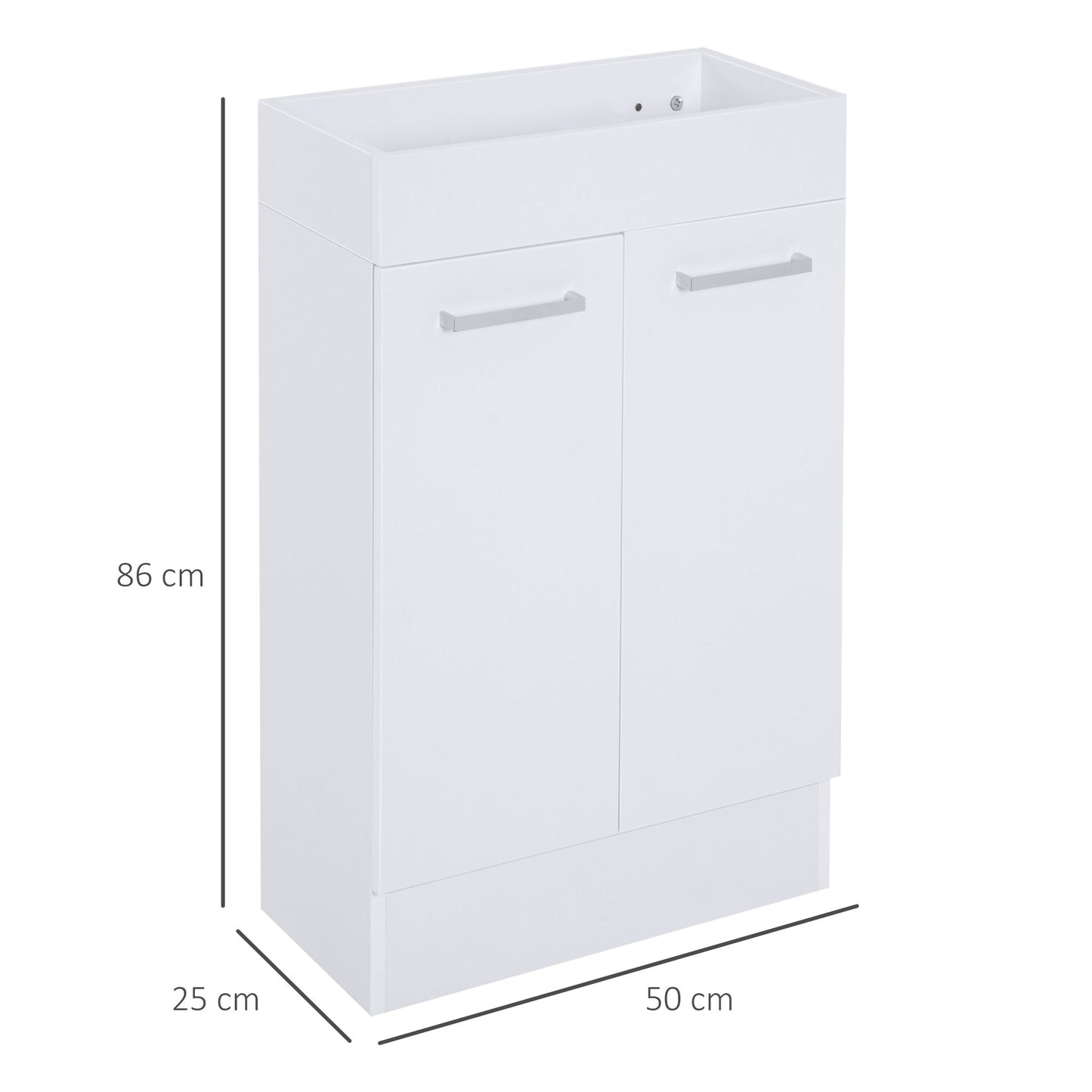 Kleankin 500mm Freestanding Vanity Unit Under Sink Bathroom Vanity w/Ceramic Basin & Storage Cabinet Home Furniture-White