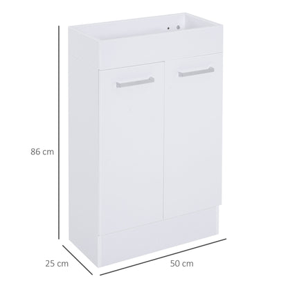 Kleankin 500mm Freestanding Vanity Unit Under Sink Bathroom Vanity w/Ceramic Basin & Storage Cabinet Home Furniture-White