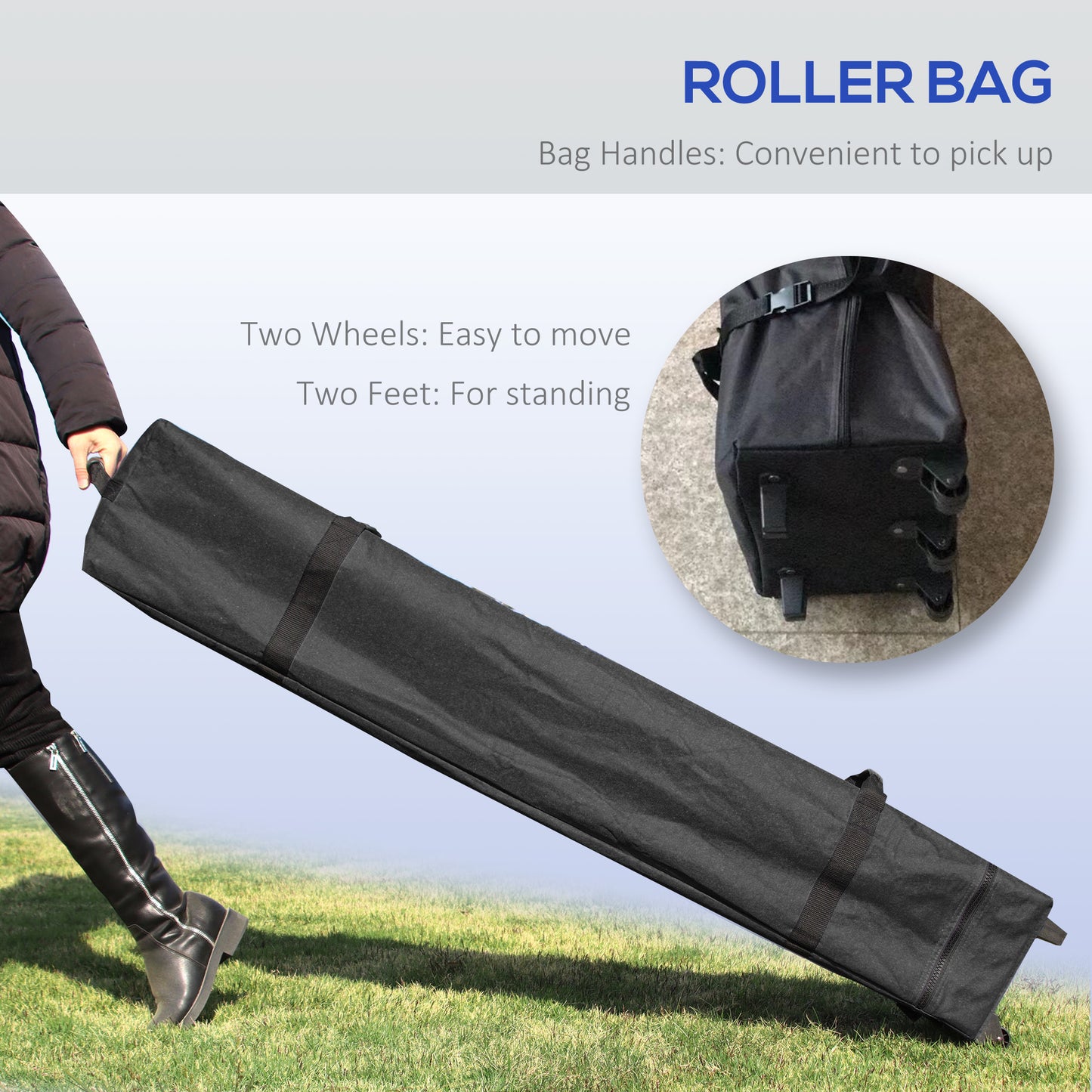 Outsunny 3 x 3(m) Pop Up Gazebo 1 Person Easy Up Marquee Party Tent 1 Button Push Adjustable Straight Legs Instant Shelter - White