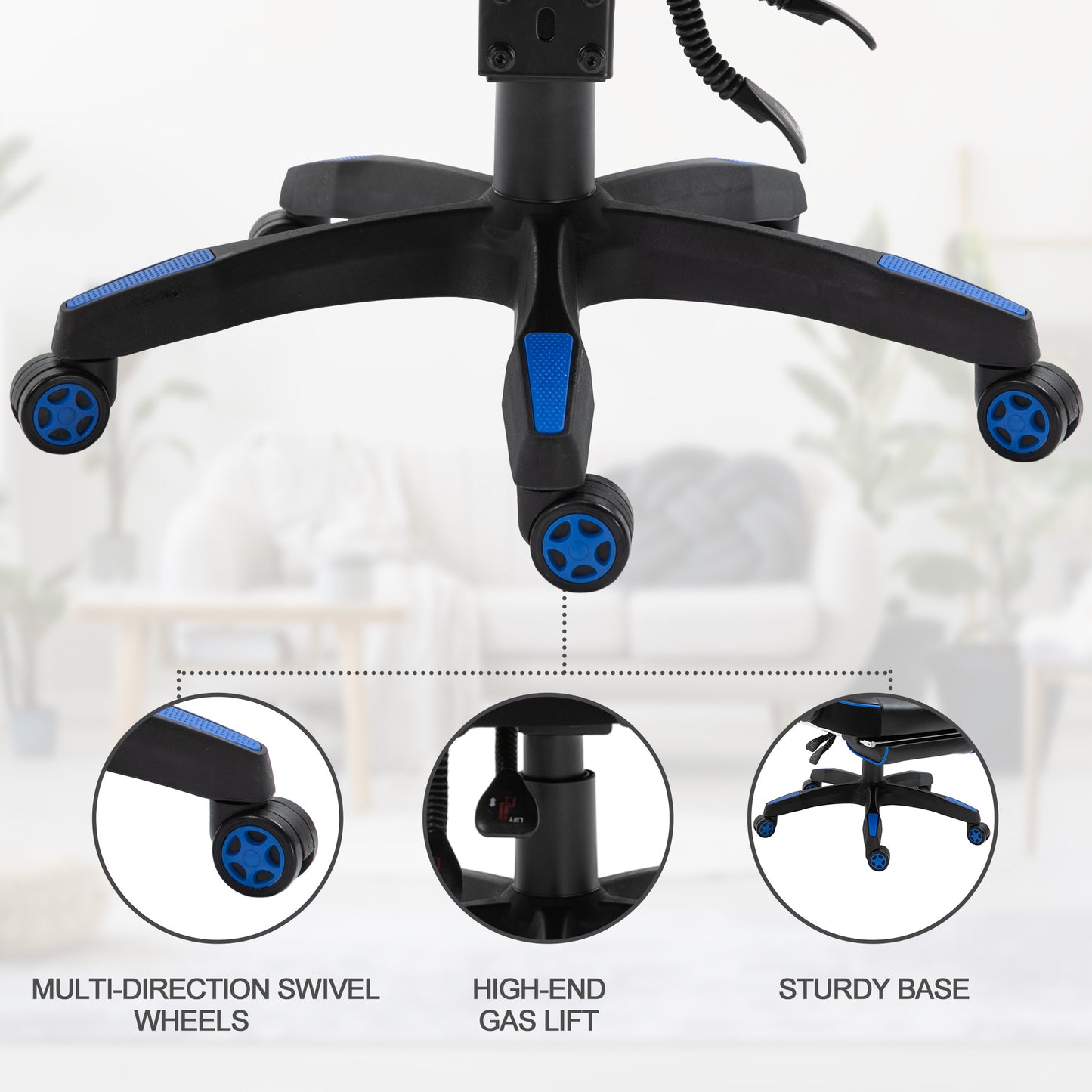 Vinsetto Ergonomic Racing Gaming Chair Office Desk Chair Adjustable Height Recliner with Wheels, Headrest, Lumbar Support, Retractable Footrest