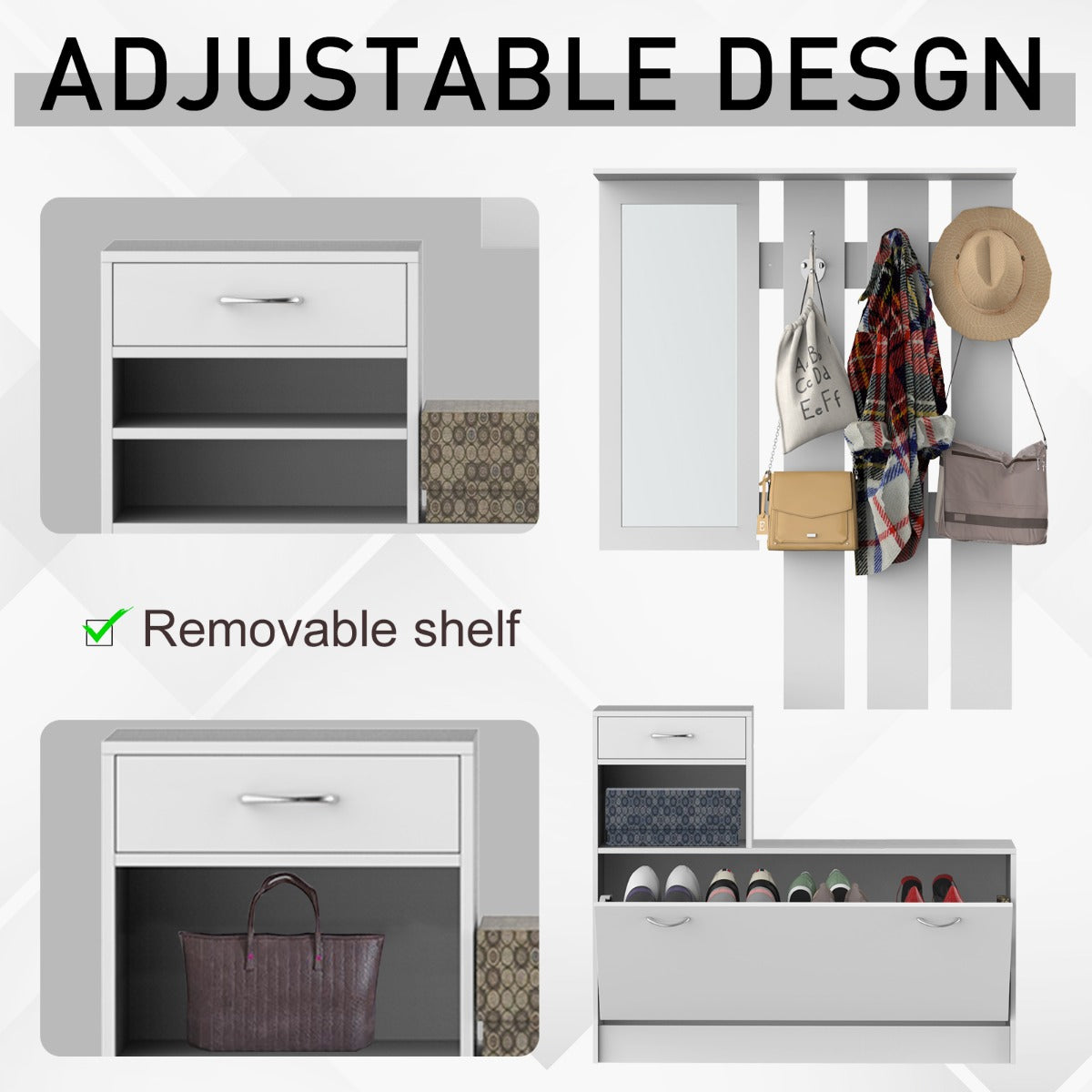 Entryway Furniture Set-White