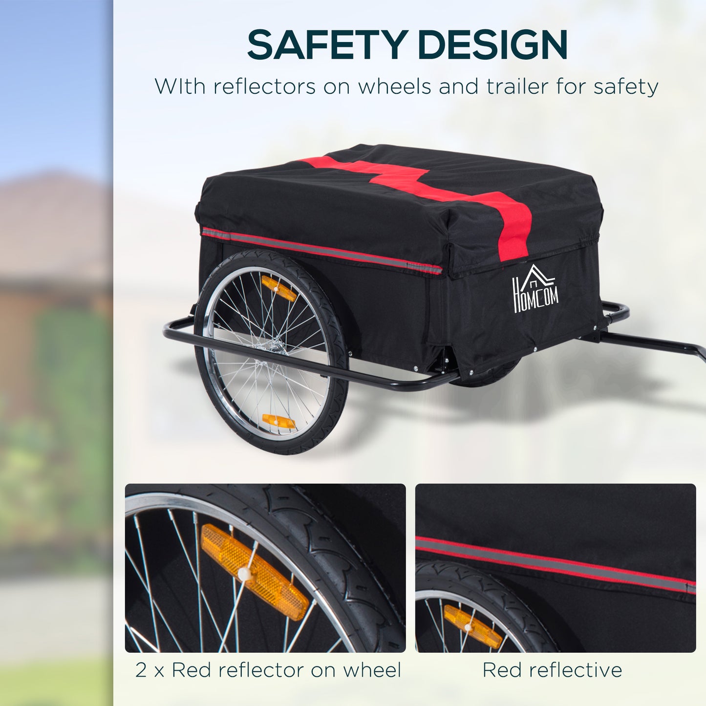 Bike Cargo Shopping Carrier Trailer With Removable Cover-Red/Black