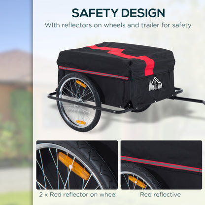 Bike Cargo Shopping Carrier Trailer With Removable Cover-Red/Black