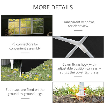 Outsunny 6 x 3 m Party Tent Gazebo Marquee Outdoor Patio Canopy Shelter with Windows and Side Panels, Black