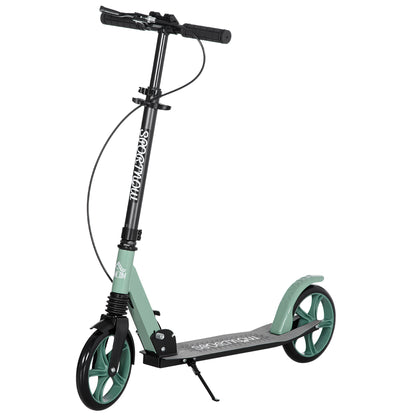 One-click Folding Kick Scooter for 14+ w/ Adjustable Handlebar, Push Scooter with Kickstand, Dual Brake System, Shock Absorber, 200mm Wheels