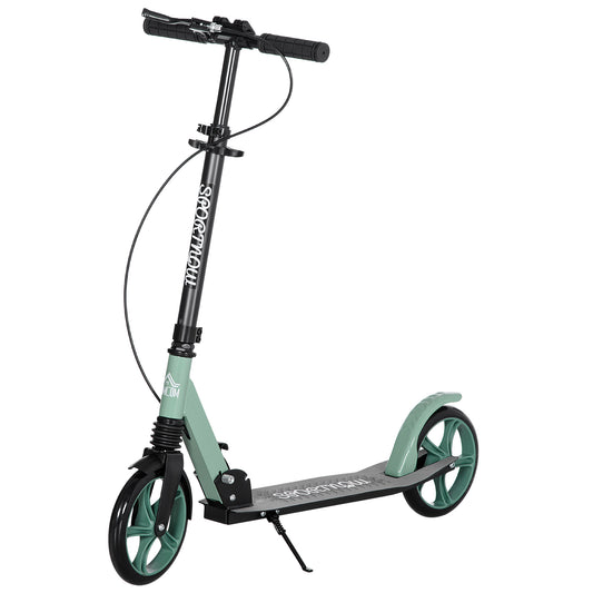 One-click Folding Kick Scooter for 14+ w/ Adjustable Handlebar, Push Scooter with Kickstand, Dual Brake System, Shock Absorber, 200mm Wheels