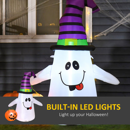 1.2m Witch Ghost Halloween Inflatable Decoration w/ LED Lights Fan Accessories Pumpkin Lantern Fun Weather-Resistant