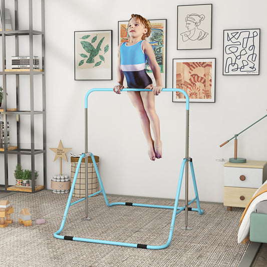 Kids Gymnastics Bar w/ Adjustable Height, Foldable Horizontal Bars, Green
