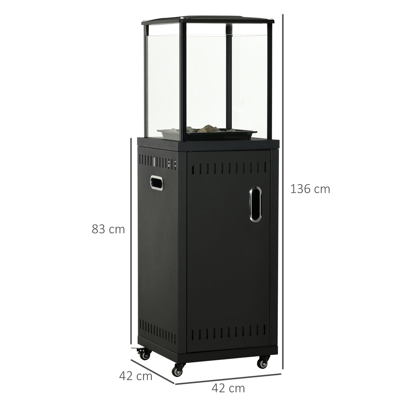 Outsunny 9KW Gas Patio Heater with Lava Rocks, Freestanding Heater Real Flame Propane Heater with Wheels, Dust Cover, Regulator and Hose