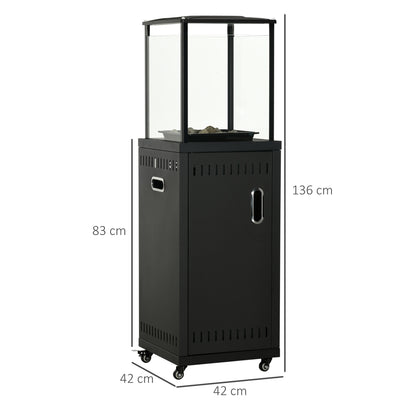 Outsunny 9KW Gas Patio Heater with Lava Rocks, Freestanding Heater Real Flame Propane Heater with Wheels, Dust Cover, Regulator and Hose