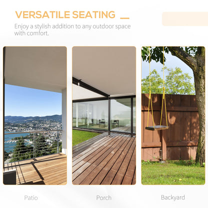 Outsunny Outdoor Wooden 2-Seater Porch Swing Chair Hanging Hammock Garden Furniture,Natural Porch Bench Chains