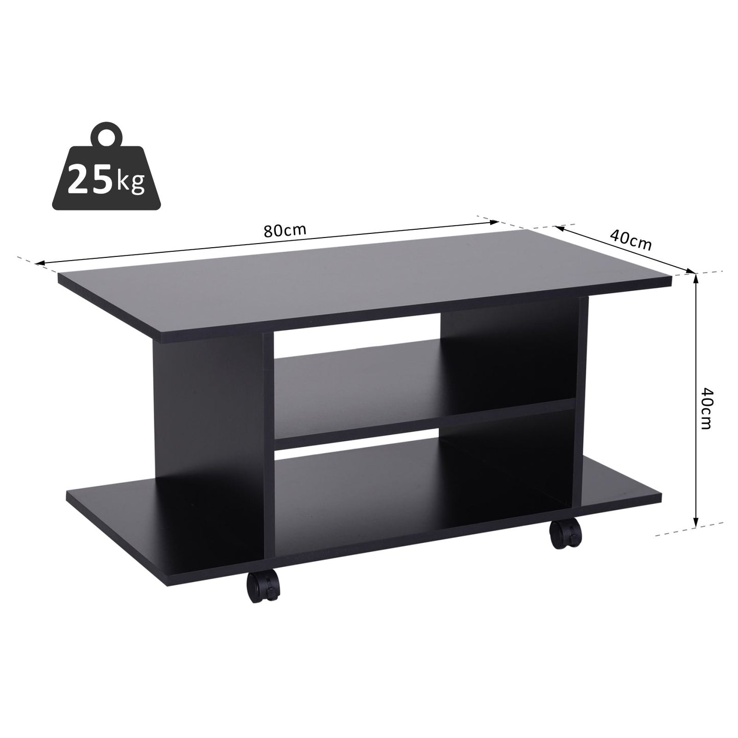 TV Stand Unit With Shelves - Black