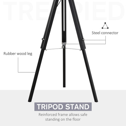 Modern Tripod Standing Lamp for Living Room Bedroom With Fabric Lampshade (Bulb not Included), Grey and Black