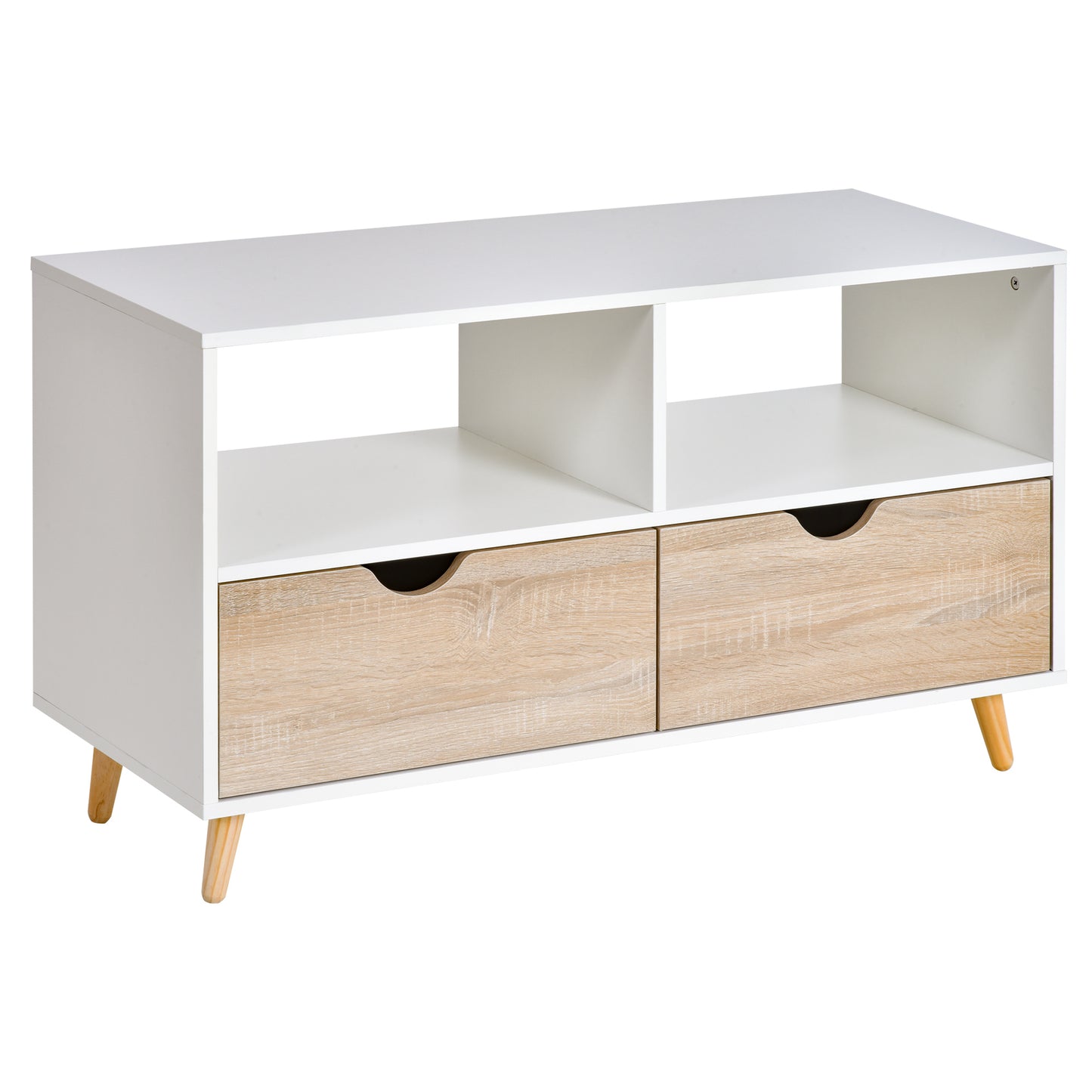 Particle Board TV Media Unit White/Oak