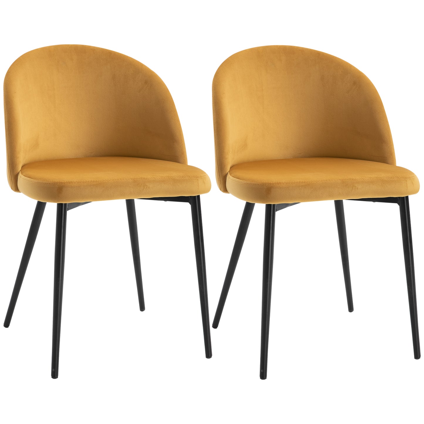 Dining Chairs Set of 2 Contemporary Design for Office Dining Kitchen With Soft Fabric Seat and Back Living Room - Yellow