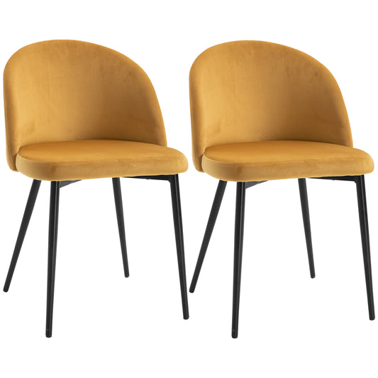 Dining Chairs Set of 2 Contemporary Design for Office Dining Kitchen With Soft Fabric Seat and Back Living Room - Yellow