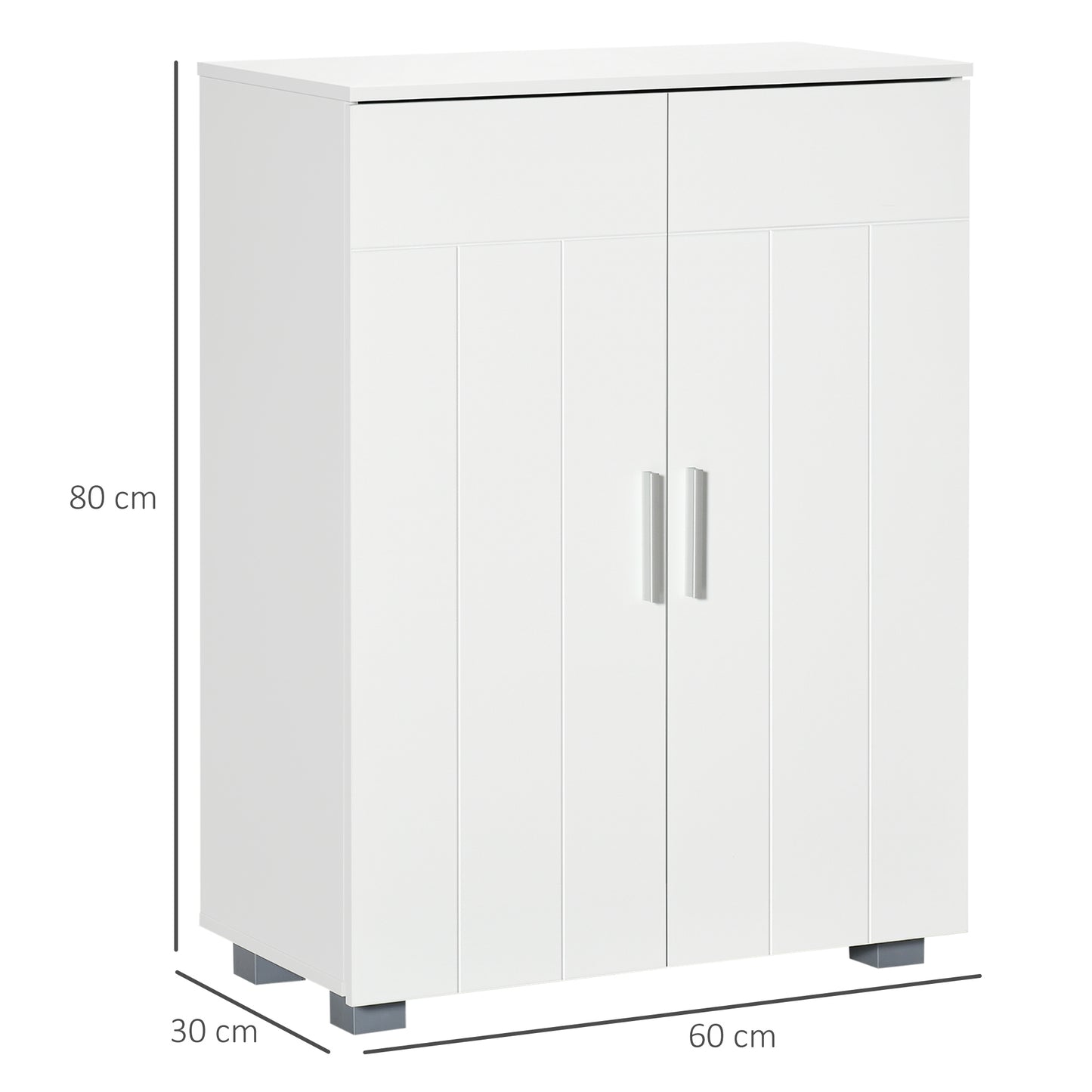 Kleankin Modern Bathroom Floor Cabinet, Free Standing Linen Cabinet, Storage Cupboard with 3 Tier Shelves, White