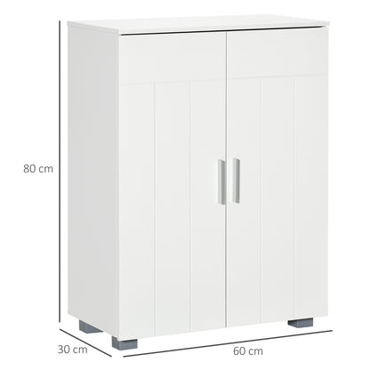 Kleankin Modern Bathroom Floor Cabinet, Free Standing Linen Cabinet, Storage Cupboard with 3 Tier Shelves, White