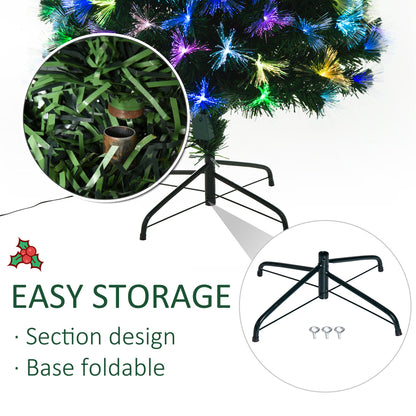 6ft Tall Artificial Tree Fibre Optic Colourful LED Pre-Lit Holiday Home Christmas Decoration with Flash Mode - Green