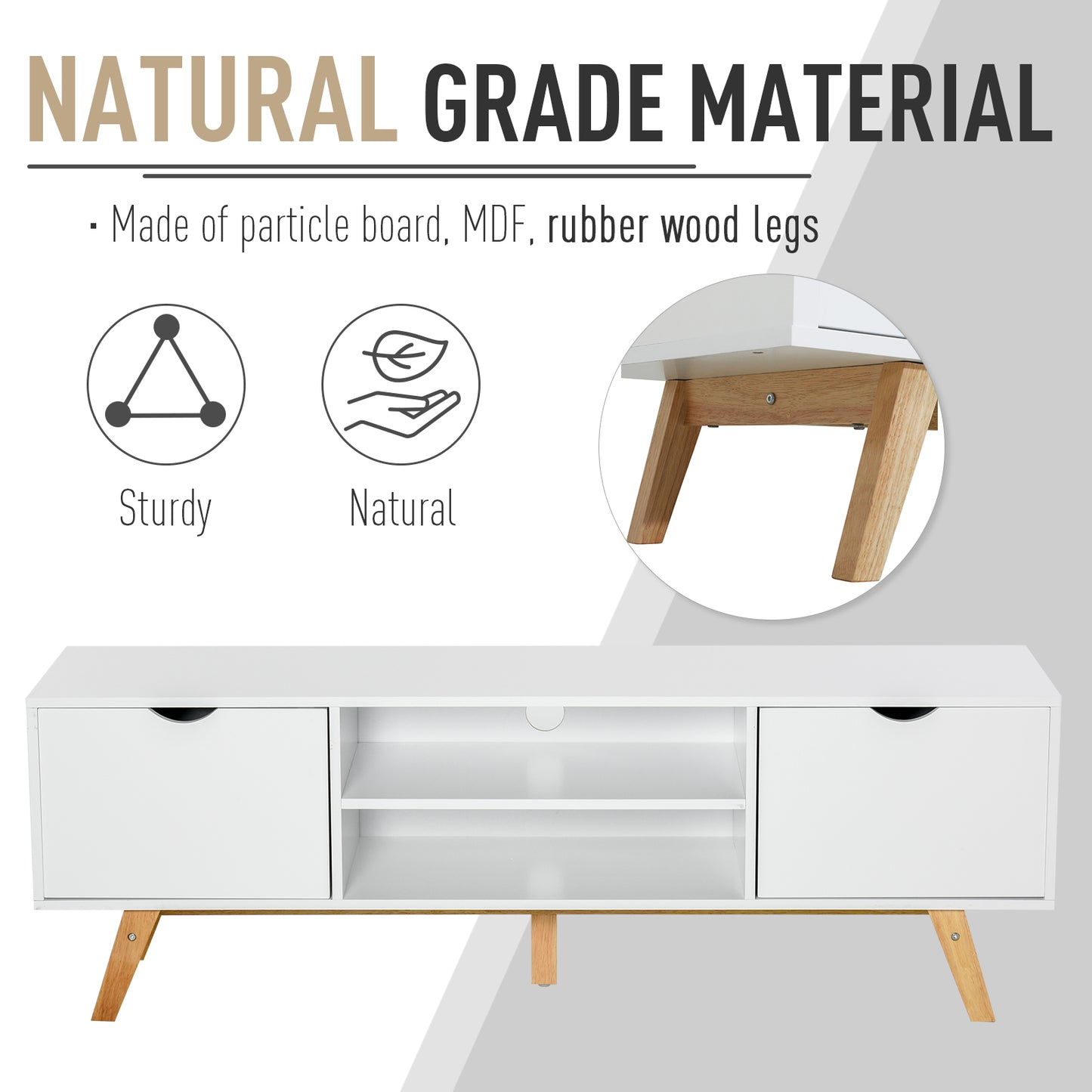 Particle Board 4-Compartment Media Tv Unit StandWhite