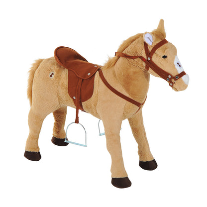 Childrens Plush Rocking Pony With Sound - Beige