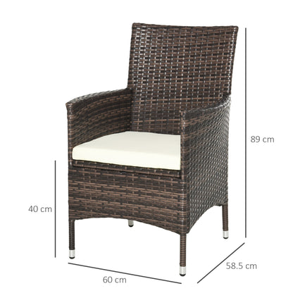 Outsunny 4 Piece Rattan Chair Set, Patio Sofa Chairs Set, Cushioned Outdoor Rattan Furniture
