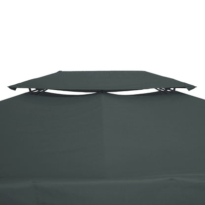 Outsunny 3x4m Gazebo Replacement Roof Canopy 2 Tier Top UV Cover Garden Patio Outdoor Sun Awning Shelters Deep Grey (TOP ONLY)