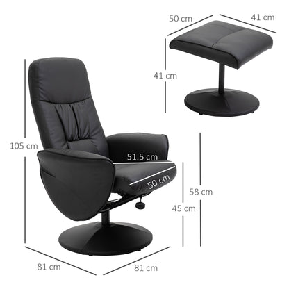 Luxury Executive Recliner Chair High Back and Footstool Armchair Lounge Seat Black