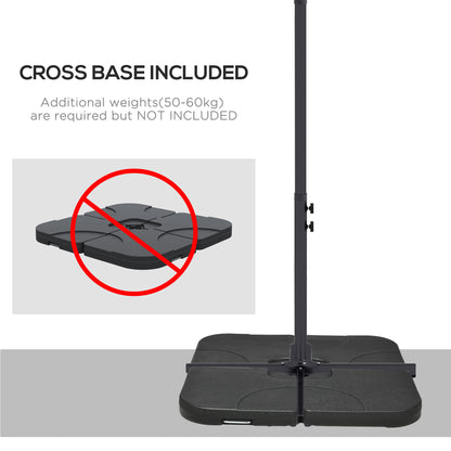 Outsunny 3x2m Cantilever Cross Base Banana Parasol With Crank Handle And 6 Ribs, Rectangular Hanging Patio Umbrella For Outdoors - Grey