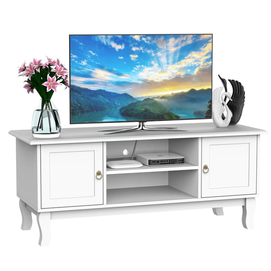 TV Stand Unit Corner Table Cabinet Centre, MDF-Ivory White