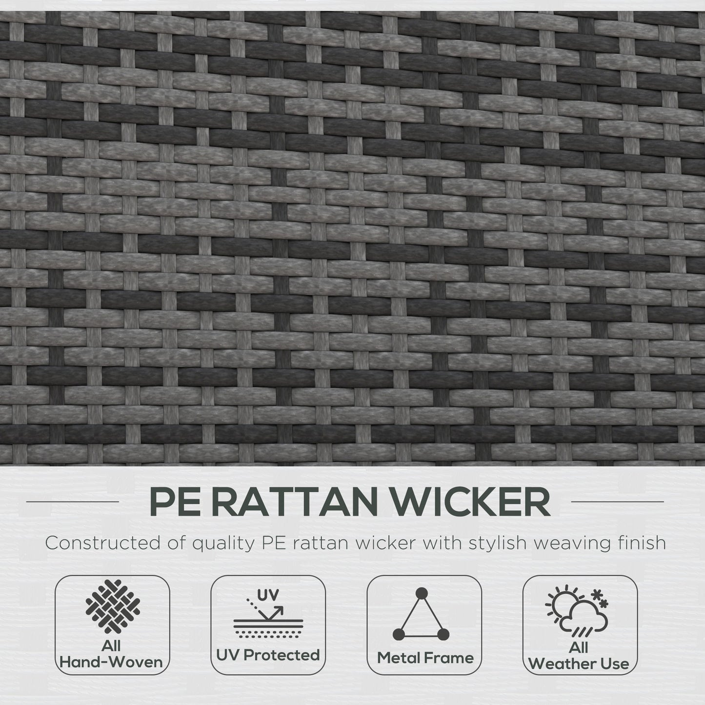 Outsunny 2 Seater Rattan Day Bed With Fire Retardant Cushions Grey