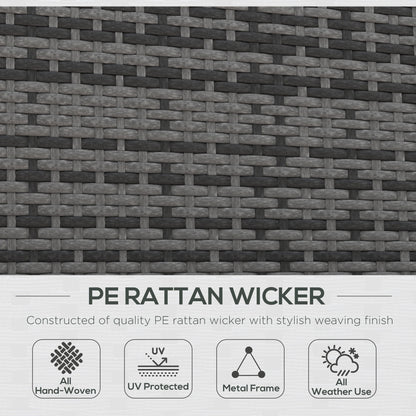 Outsunny 2 Seater Rattan Day Bed With Fire Retardant Cushions Grey