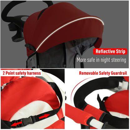 4-in-1 Kids Tricycle Stroller With Canopy-Red
