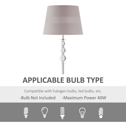 Floor Lamp with Hollow Out Fabric Shade, Chrome Base, Elegant Decoration for Bedroom, Living Room, Study, Grey